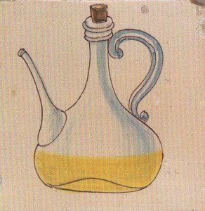 Anónimo. Azulejo de cocina con aceitera. (s. XIX)